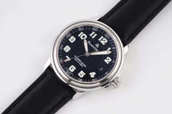 Hundred Hours Black Dial in Steel on Black Leather Strap - Image 3