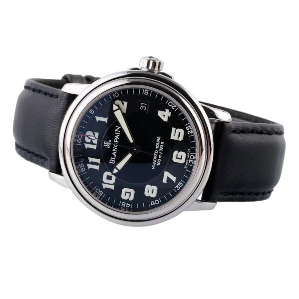 Hundred Hours Black Dial in Steel on Black Leather Strap - Image 2