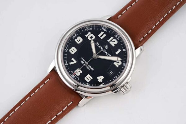 Hundred Hours Black Dial in Steel on Brown Leather Strap - Image 5
