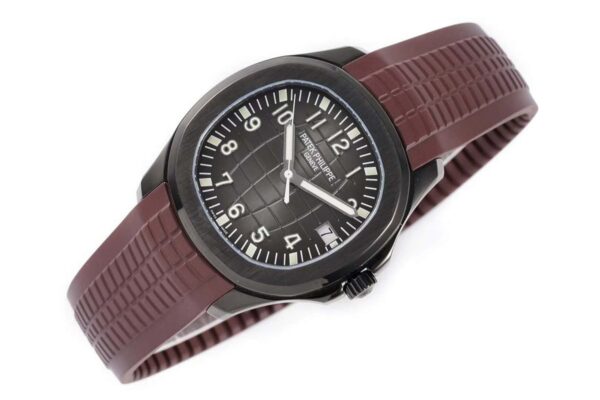 Aquanaut 5167A ‘Black Venom Limited Edition’ Black Dial on Brown Rubber Strap - Image 2