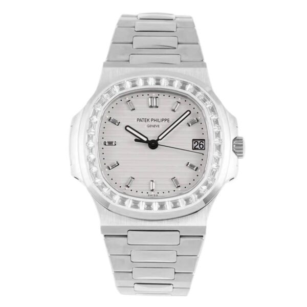 Nautilus Jumbo 5711/1A-011 White Dial with Diamond Bezel