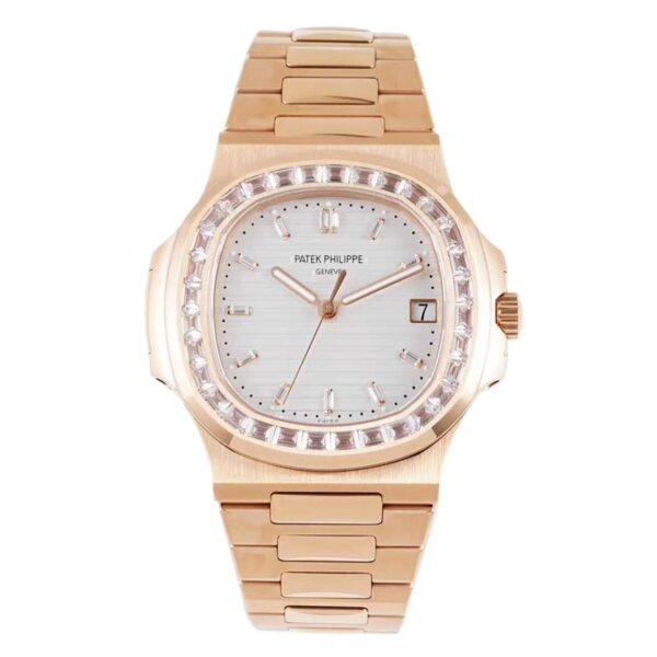 Nautilus Jumbo 5711/1R White Dial with Diamond Bezel