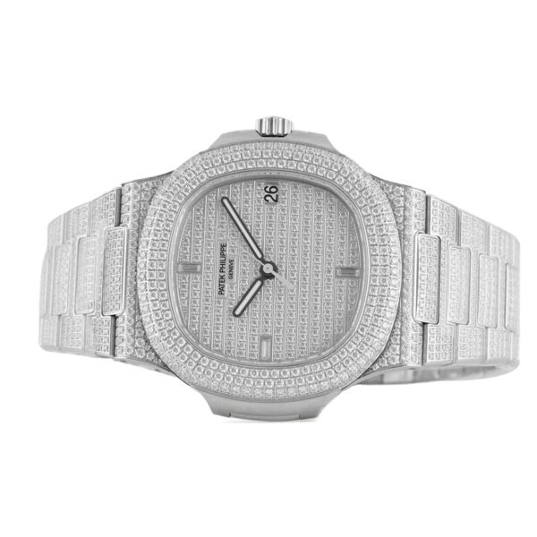 Nautilus Jumbo 5711 Diamond Dial in White Gold with Paved Diamonds - Image 4