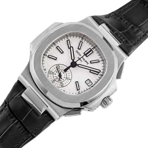 Nautilus 5980/1A-019 White Dial in Steel on Leather Strap - Image 2