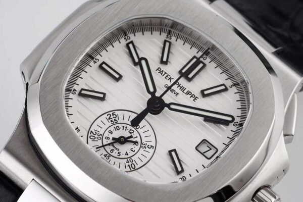 Nautilus 5980/1A-019 White Dial in Steel on Leather Strap - Image 6