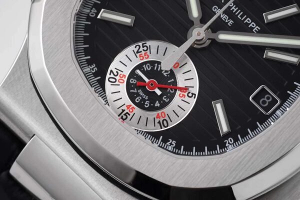 Nautilus 5980/1A-014 Black Dial in Steel on Leather Strap - Image 4