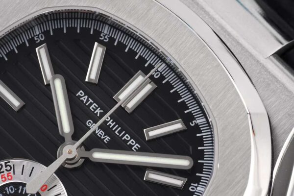 Nautilus 5980/1A-014 Black Dial in Steel on Leather Strap - Image 5