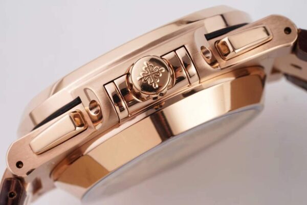Nautilus Chronograph 5980/R-001 in Rose Gold on Brown Leather Strap - Image 8