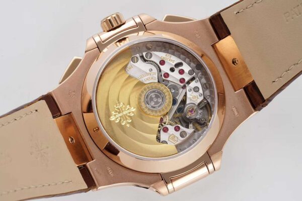 Nautilus Chronograph 5980/R-001 in Rose Gold on Brown Leather Strap - Image 6