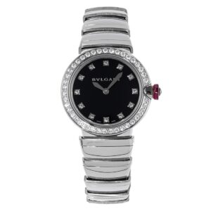 Lvcea Black Dial in Steel with Diamond Bezel