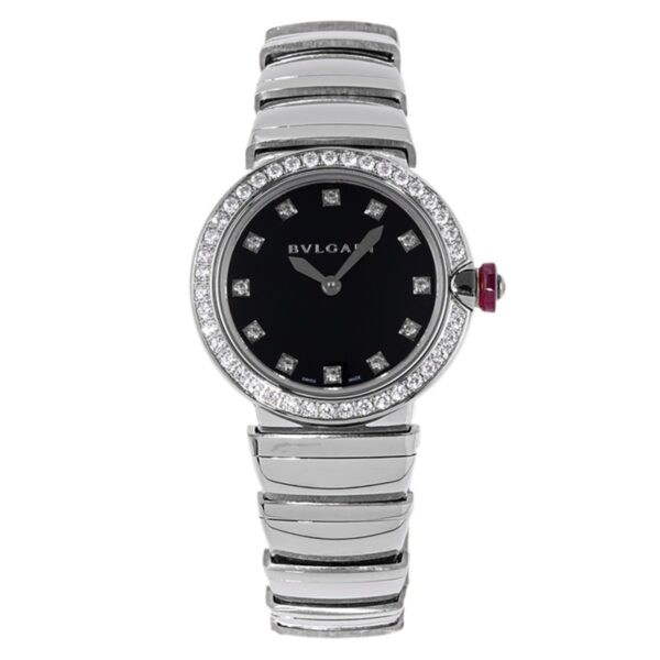 Lvcea Black Dial in Steel with Diamond Bezel