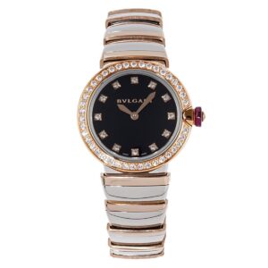 Lvcea Black Dial in Rose Gold/Steel with Diamond Bezel