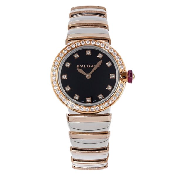 Lvcea Black Dial in Rose Gold/Steel with Diamond Bezel