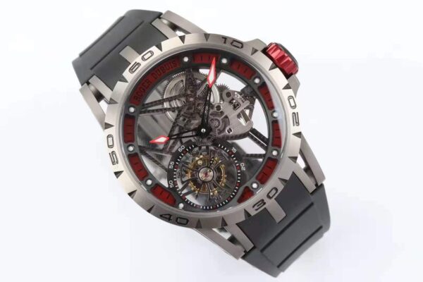 Excalibur Spider Skeleton Flying Tourbillon with Black Rubber Strap - Image 5