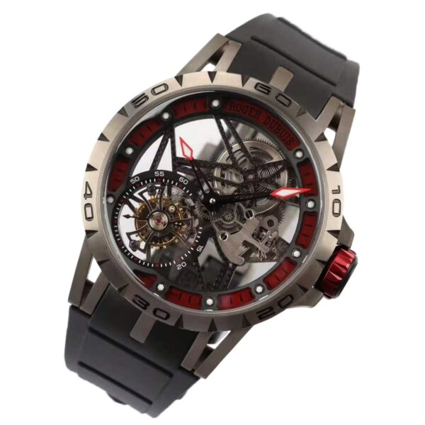 Excalibur Spider Skeleton Flying Tourbillon with Black Rubber Strap - Image 2