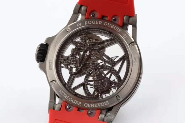 Excalibur Spider Skeleton Flying Tourbillon with Red Rubber Strap - Image 4