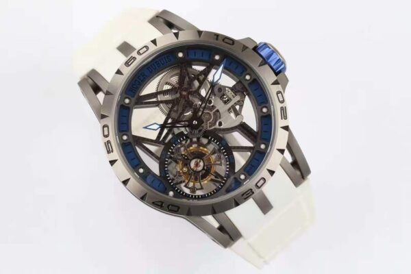 Excalibur Spider Skeleton Flying Tourbillon with White Rubber Strap - Image 5