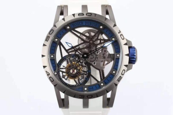 Excalibur Spider Skeleton Flying Tourbillon with White Rubber Strap - Image 3
