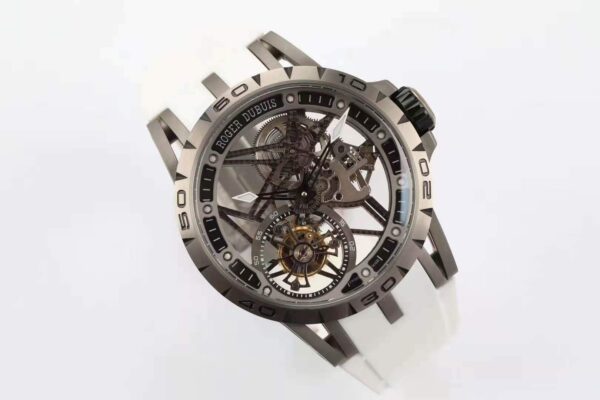 Excalibur Spider Skeleton Flying Tourbillon with White Rubber Strap - Image 5
