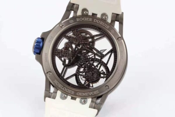 Excalibur Spider Skeleton Flying Tourbillon with White Rubber Strap - Image 4