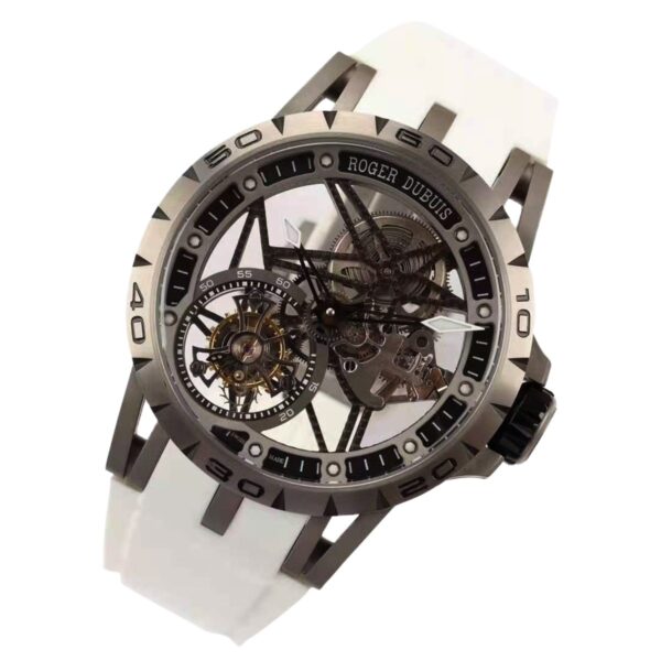 Excalibur Spider Skeleton Flying Tourbillon with White Rubber Strap - Image 2