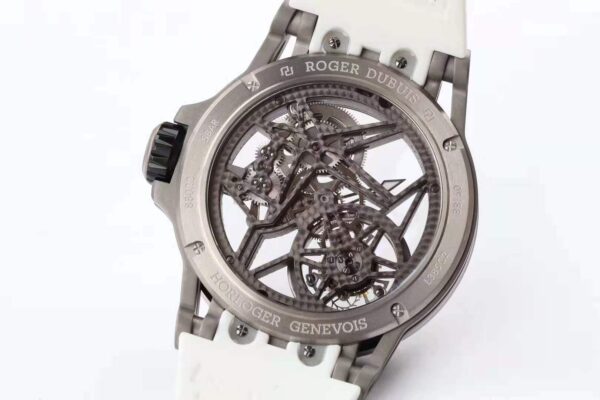 Excalibur Spider Skeleton Flying Tourbillon with White Rubber Strap - Image 3