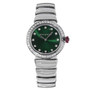 Lvcea Emerald Green Dial in Steel with Diamond Bezel
