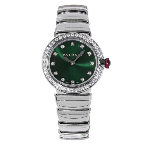Lvcea Emerald Green Dial in Steel with Diamond Bezel