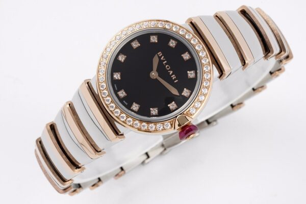 Lvcea Black Dial in Rose Gold/Steel with Diamond Bezel - Image 3