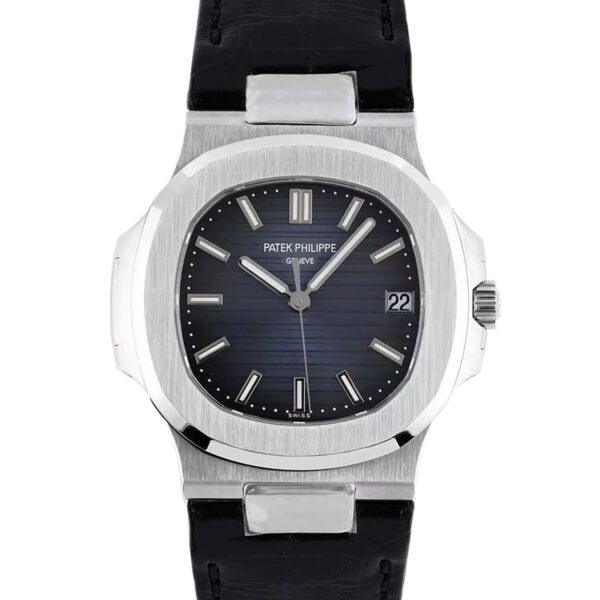 Nautilus Jumbo 5711 Blue Dial in Steel with Black Leather Strap