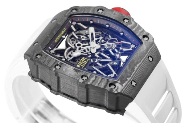 RM 035-02 Rafael Nadal NTPT Carbon on White Rubber Strap - Image 6