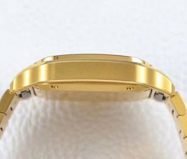 Santos de Cartier White Dial with Diamond Bezel in Yellow Gold - Image 9