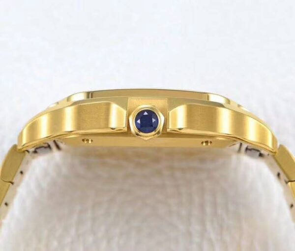 Santos de Cartier White Dial with Diamond Bezel in Yellow Gold - Image 5