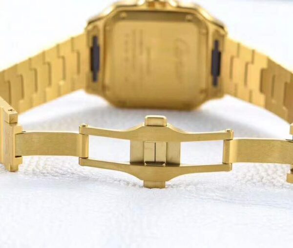 Santos de Cartier White Dial with Diamond Bezel in Yellow Gold - Image 7