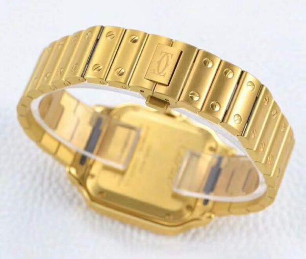 Santos de Cartier White Dial with Diamond Bezel in Yellow Gold - Image 8