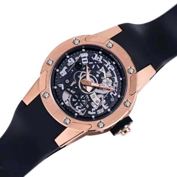 RM063-01 Automatic Winding Dizzy Hands in Red Gold/Titanium on Black Rubber Strap - Image 2