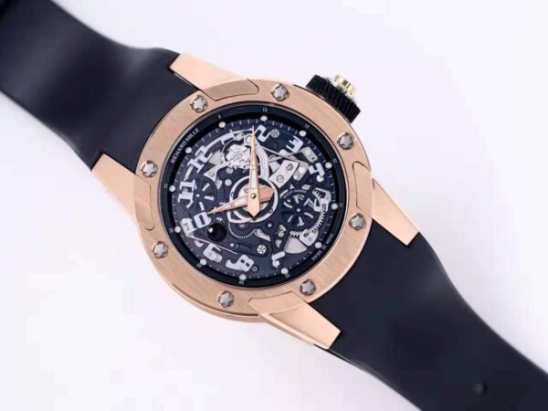 RM063-01 Automatic Winding Dizzy Hands in Red Gold/Titanium on Black Rubber Strap - Image 4