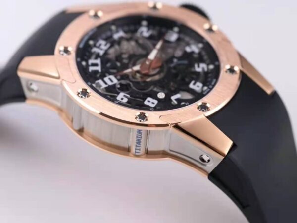 RM063-01 Automatic Winding Dizzy Hands in Red Gold/Titanium on Black Rubber Strap - Image 6