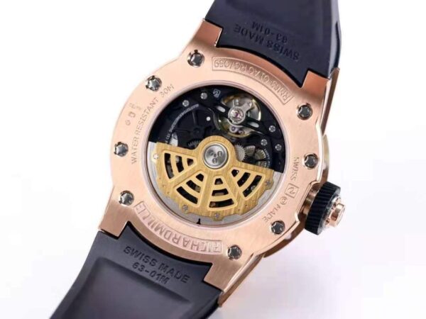 RM063-01 Automatic Winding Dizzy Hands in Red Gold/Titanium on Black Rubber Strap - Image 5