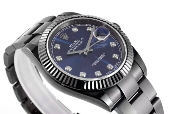 Datejust 41 Blue Dial with Diamond Markers in PVD Black - Image 3