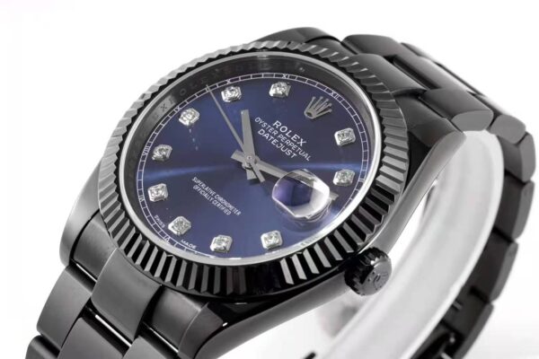 Datejust 41 Blue Dial with Diamond Markers in PVD Black - Image 5
