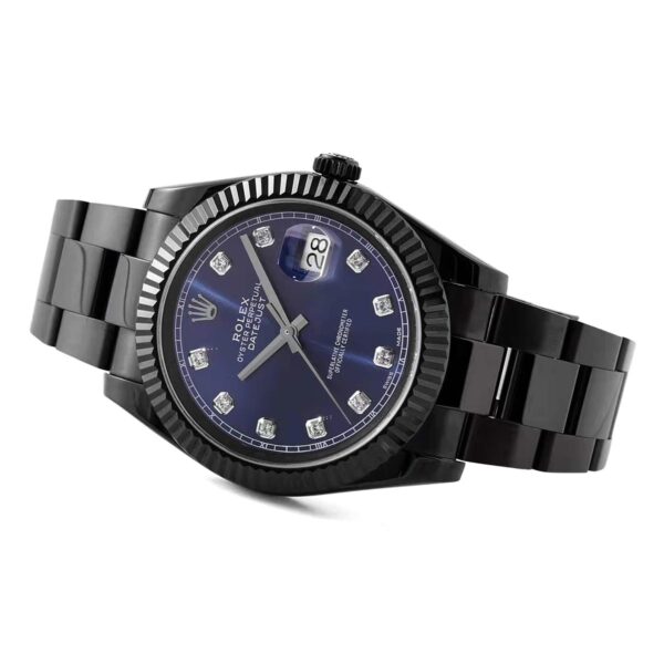 Datejust 41 Blue Dial with Diamond Markers in PVD Black - Image 4