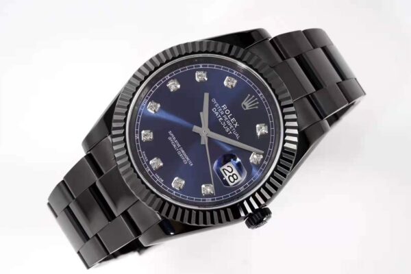 Datejust 41 Blue Dial with Diamond Markers in PVD Black - Image 2