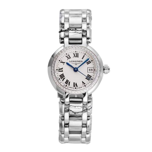 Primaluna White Dial with Roman Markers and Diamond Bezel