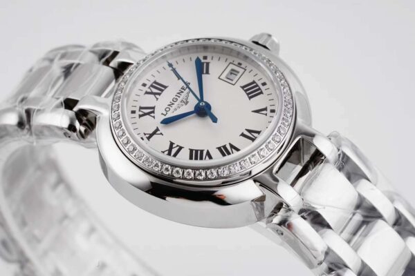 Primaluna White Dial with Roman Markers and Diamond Bezel - Image 4