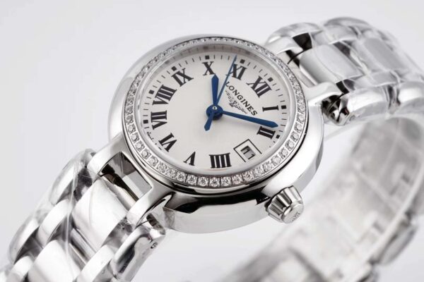 Primaluna White Dial with Roman Markers and Diamond Bezel - Image 2