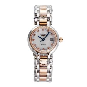 Primaluna MOP White Dial with Diamond Markers and Diamond Bezel in Rose Gold