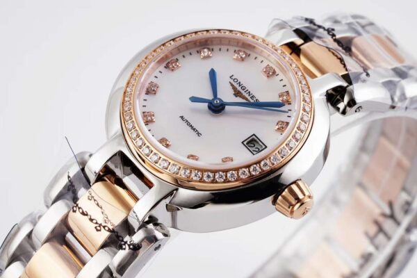 Primaluna MOP White Dial with Diamond Markers and Diamond Bezel in Rose Gold - Image 3