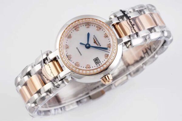 Primaluna MOP White Dial with Diamond Markers and Diamond Bezel in Rose Gold - Image 2