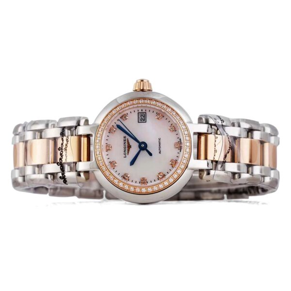 Primaluna MOP White Dial with Diamond Markers and Diamond Bezel in Rose Gold - Image 5